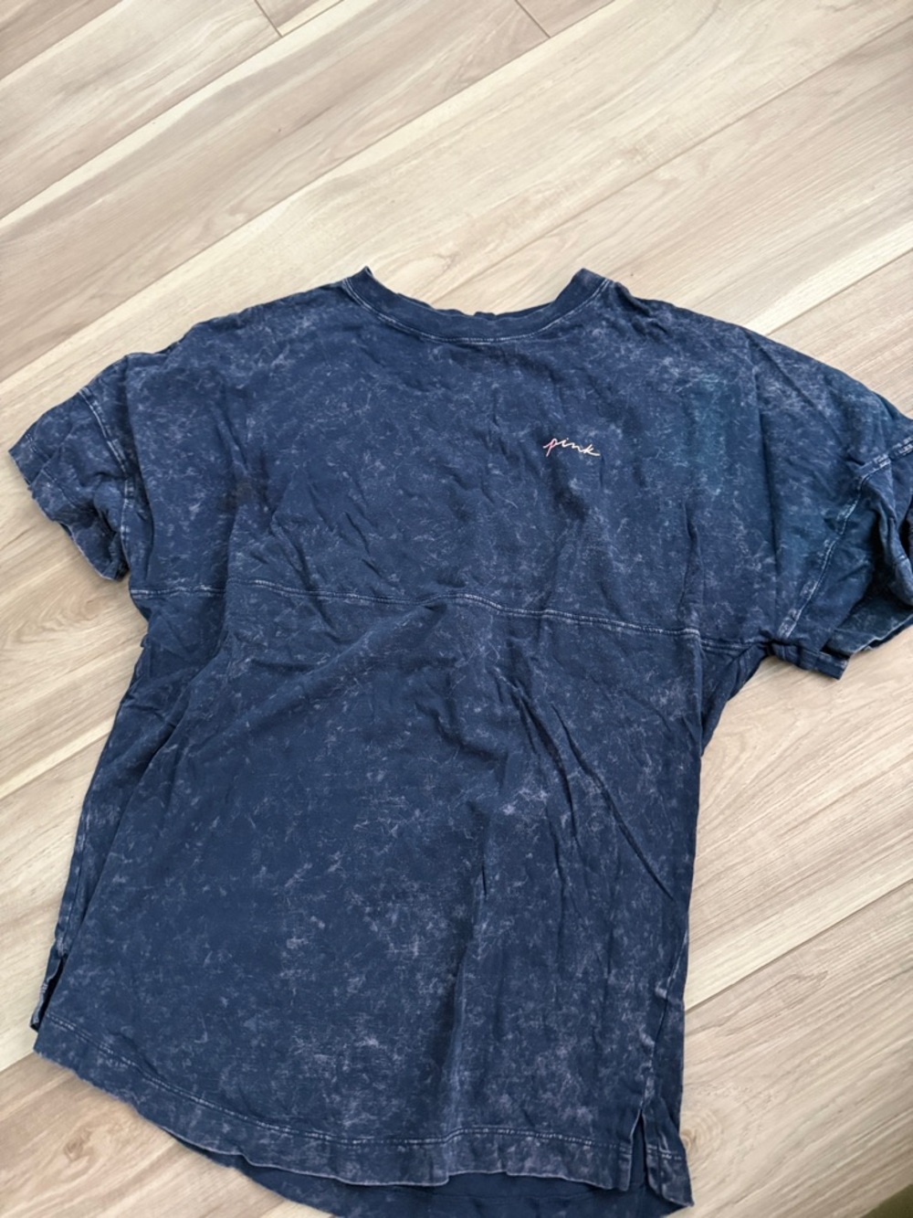 PINK Victoria's Secret Navy Mineral-Wash Short Sleeve Tee with Pink Logo
